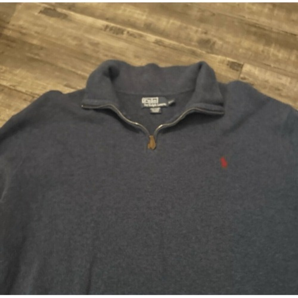 Polo Ralph Lauren Mens XXL Pullover 1/4 Zip 100% Cotton Knit Sweater Gray - Picture 5 of 7